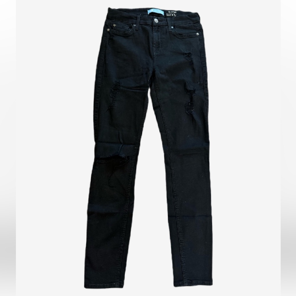 7 for all mankind black distressed jeans